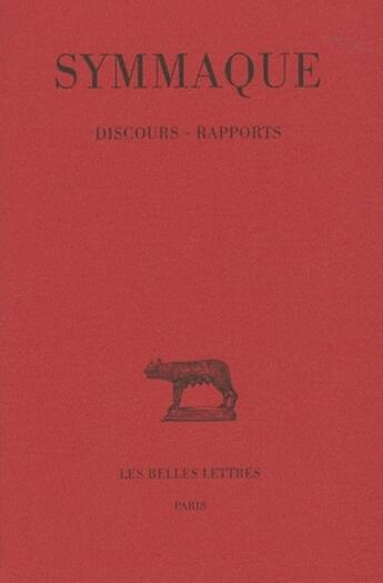 Couverture du livre « Discours-rapports Tome 5 » de Symmaque aux éditions Belles Lettres