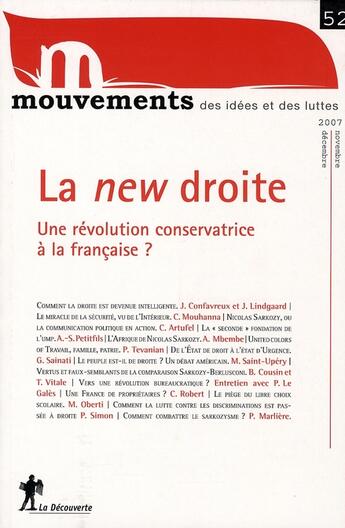 Couverture du livre « La new droite : reconquête du pouvoir et alternatives à gauche » de  aux éditions La Decouverte