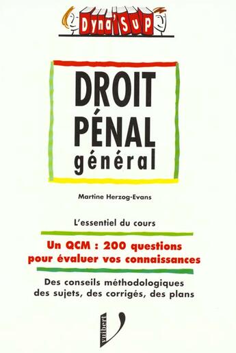 Couverture du livre « Droit penal general » de Herzog-Evans aux éditions Vuibert