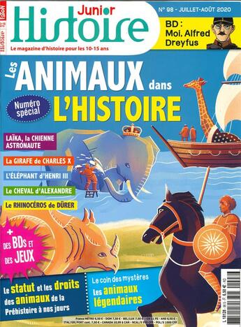 Couverture du livre « Histoire junior n 98 evolution du statut des animaux au fil de l'histoire - juillet-aout 2020 » de  aux éditions Histoire Junior