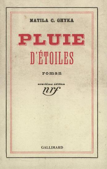 Couverture du livre « Pluie d'etoiles » de Ghyka Matila C. aux éditions Gallimard