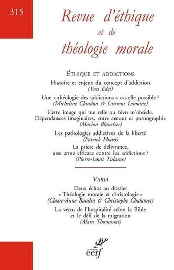 Couverture du livre « Revue d'ethique et de theologie morale - n 315 » de  aux éditions Cerf