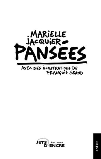 Couverture du livre « Pansées » de Marielle Jacquier et Francois Grand aux éditions Jets D'encre