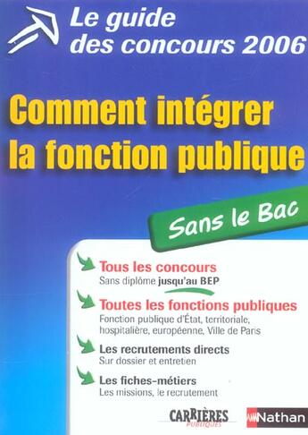 Couverture du livre « Guide concours 2006 comment integrer la fonction publique sans le bac » de Grasser/Paris aux éditions Nathan