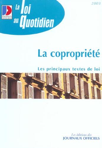 Couverture du livre « La copropriete » de  aux éditions Documentation Francaise