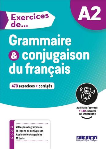 Couverture du livre « Exercices de grammaire & conjugaison du français ; A2 » de  aux éditions Didier