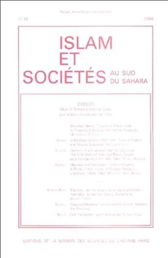 Couverture du livre « Islam et societe au sud du sahara t.17-18 » de  aux éditions Maison Des Sciences De L'homme