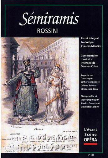 Couverture du livre « L'avant-scène opéra n.184 ; Sémiramis » de Rossini Gioacchino aux éditions L'avant-scene Opera