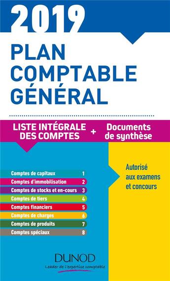 Couverture du livre « Plan comptable général ; plan de comptes & documents de synthèse (dépliant séparé) (édition 2019) » de Charlotte Disle aux éditions Dunod