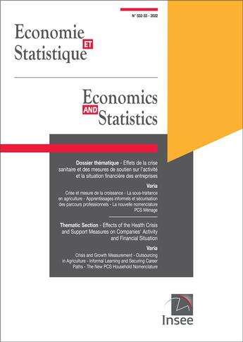 Couverture du livre « Economie et statistique/ economics and statistics n 532-533 » de  aux éditions Insee