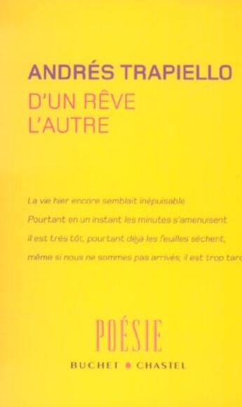 Couverture du livre « D'un rêve l'autre » de Andres Trapiello aux éditions Buchet Chastel