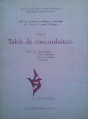 Couverture du livre « Poesies t. 2-table des concordances » de Arthur Rimbaud aux éditions La Baconniere