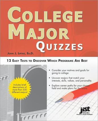 Couverture du livre « College Major Quizzes » de John Liptak aux éditions Jist Publishing