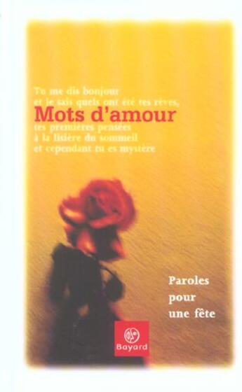 Couverture du livre « Mots d'amour » de  aux éditions Bayard