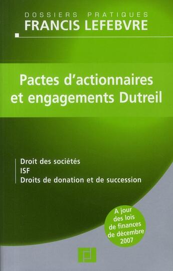 Couverture du livre « Pactes d'actionnaires et engagements Dutreil » de  aux éditions Lefebvre