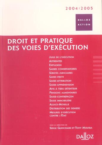 Couverture du livre « Droit Et Pratique Des Voies D'Execution » de Tony Moussa et Serge Guinchard aux éditions Dalloz