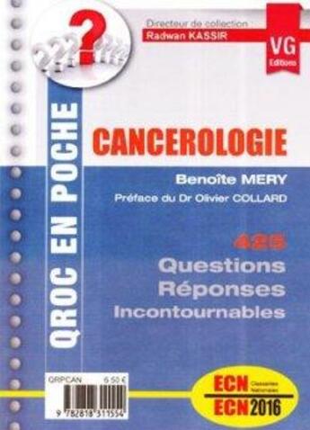 Couverture du livre « CROQ EN POCHE CANCEROLOGIE » de R. Kassir aux éditions Vernazobres Grego