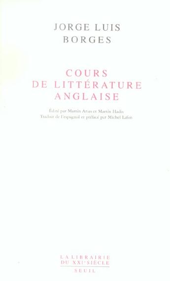 Couverture du livre « Cours de litterature anglaise » de Jorge Luis Borges aux éditions Seuil