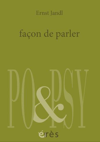 Couverture du livre « Façon de parler » de Ernst Jandl aux éditions Eres