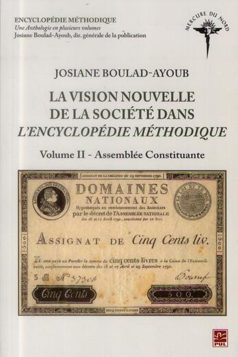 Couverture du livre « La vision nouvelle de la société dans l'encyclopédie méthodique » de Josiane Boulad-Ayoub aux éditions Presses De L'universite De Laval