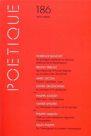 Couverture du livre « Poetique numero 186 » de Collectif Dirige Par aux éditions Seuil