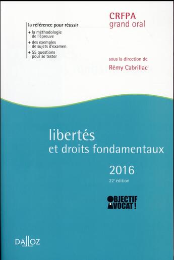 Couverture du livre « Libertés et droits fondamentaux (édition 2016) » de Remy Cabrillac aux éditions Dalloz