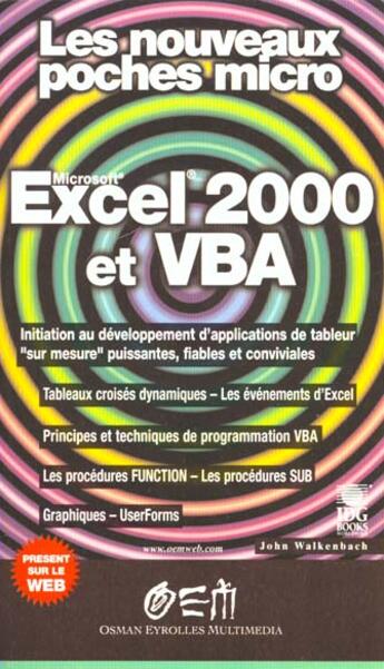 Couverture du livre « Excel 2000 Et Vba » de John Walkenbach aux éditions Osman Eyrolles Multimedia