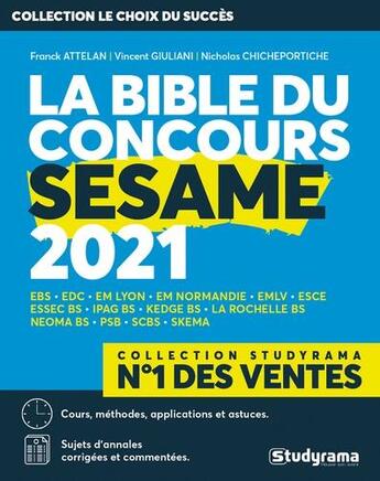 Couverture du livre « La bible du concours sesame (édition 2021) » de  aux éditions Studyrama