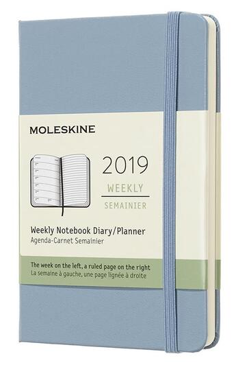 Couverture du livre « Agenda semainier poche bleu cendre rigide (édition 2019) » de  aux éditions Moleskine