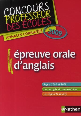 Couverture du livre « Épreuve orale d'anglais » de Funteun/Peters aux éditions Nathan