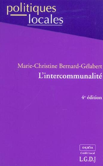 Couverture du livre « Intercommunalite (l') » de Bernard-Gelabert Mar aux éditions Lgdj