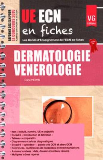 Couverture du livre « Ue ecn en fiches dermatologie » de Mermin Diane aux éditions Vernazobres Grego