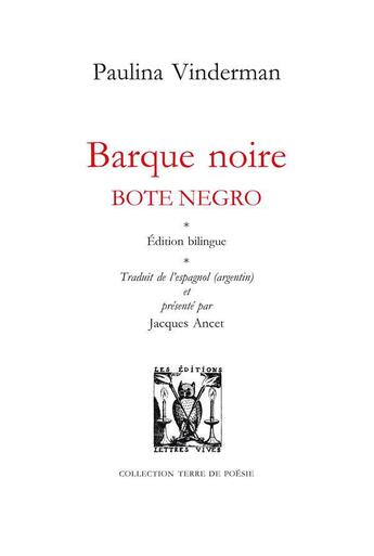 Couverture du livre « Barque noire » de Paulina Vinderman aux éditions Lettres Vives