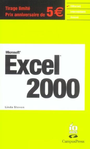 Couverture du livre « Excel 2000 » de Linda Steven aux éditions Campuspress