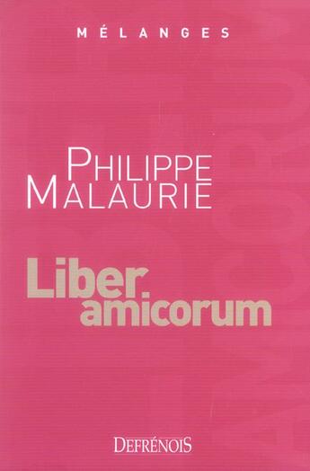Couverture du livre « Melanges en l'honneur de philippe malaurie » de  aux éditions Defrenois