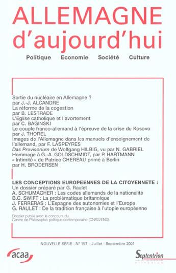 Couverture du livre « Les conceptions européennes de la citoyenneté » de  aux éditions Pu Du Septentrion