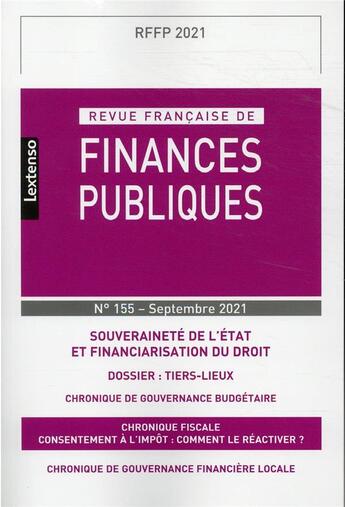 Couverture du livre « Revue francaise de finances publiques n 155-septembre 2021 » de  aux éditions Lgdj