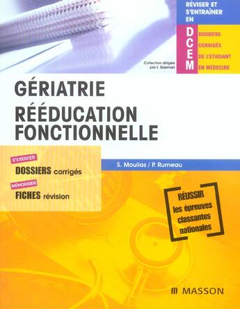 Couverture du livre « Geriatrie-reeducation fonctionnelle » de Sophie Moulias aux éditions Elsevier-masson