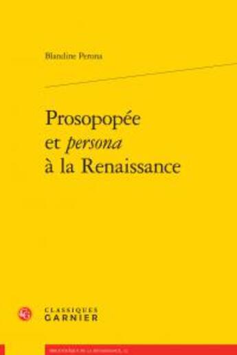 Couverture du livre « Prosopopée et 