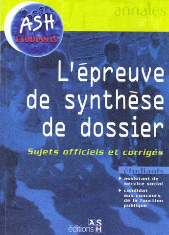 Couverture du livre « Epreuve de synthese dossier » de Chaput aux éditions Ash