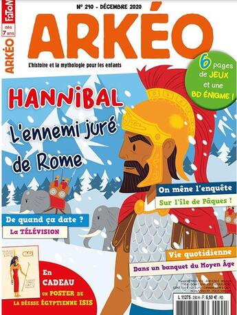 Couverture du livre « Arkeo junior n 290 - hannibal - decembre 2020 » de  aux éditions Arkeo Junior