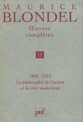 Couverture du livre « Oeuvres completes. tome 2 » de Maurice Blondel aux éditions Puf