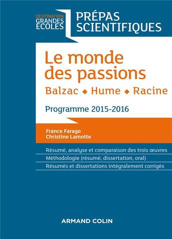 Couverture du livre « Prépas scientifiques ; français-philosophie ; question (édition 2015/2016) » de Christine Lamotte et France Farago aux éditions Armand Colin