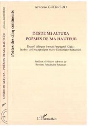 Couverture du livre « Desde mi altura - poemes de ma hauteur - recueil bilingue francais/ espagnol (cuba) » de Poumier/Guerreiro aux éditions L'harmattan