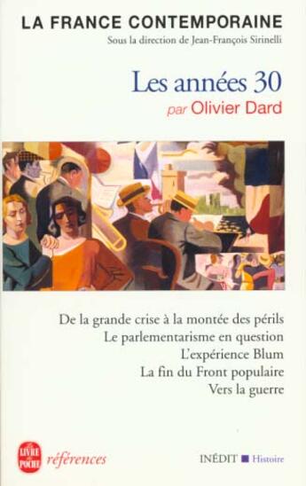 Couverture du livre « Les annees 30 - inedit » de Olivier Dard aux éditions Le Livre De Poche