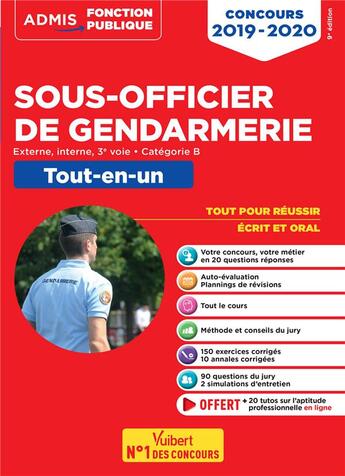 Couverture du livre « Sous-officier de gendarmerie ; catégorie B ; externe, interne, 3e voie ; tout-en-un (édition 2019/2020) » de Francois Lavedan aux éditions Vuibert