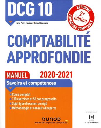 Couverture du livre « DCG 10 ; comptabilité approfondie ; manuel (édition 2020/2021) » de Marie-Pierre Mairesse et Arnaud Desenfans aux éditions Dunod