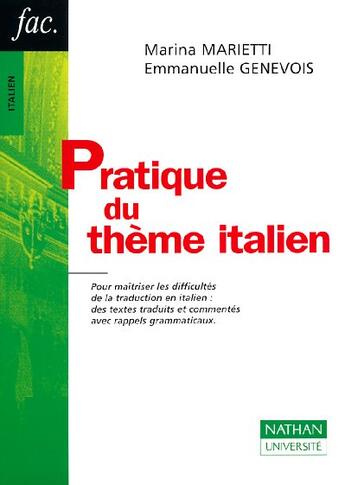 Couverture du livre « Pratique Du Theme Italien » de Marina Marietti et Emmanuelle Genevois aux éditions Nathan