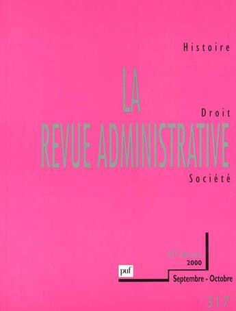 Couverture du livre « La Revue Administrative N.317 » de La Revue Administrative aux éditions Puf