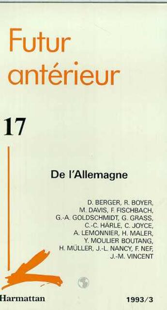 Couverture du livre « De l'Allemagne » de  aux éditions Editions L'harmattan